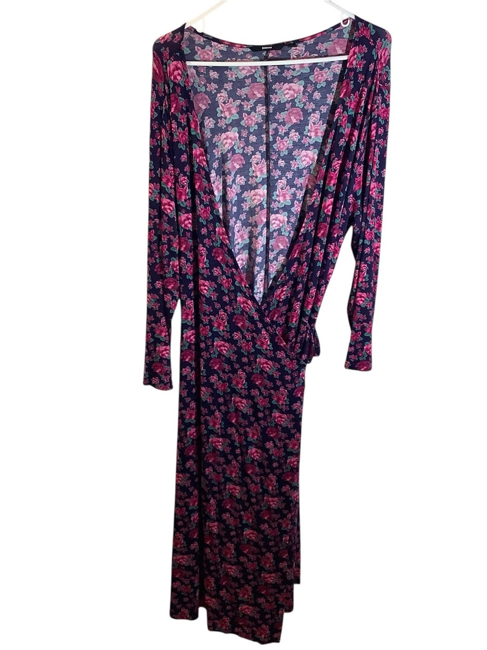 Betabrand Pink Rose Floral Venus Wrap Dress